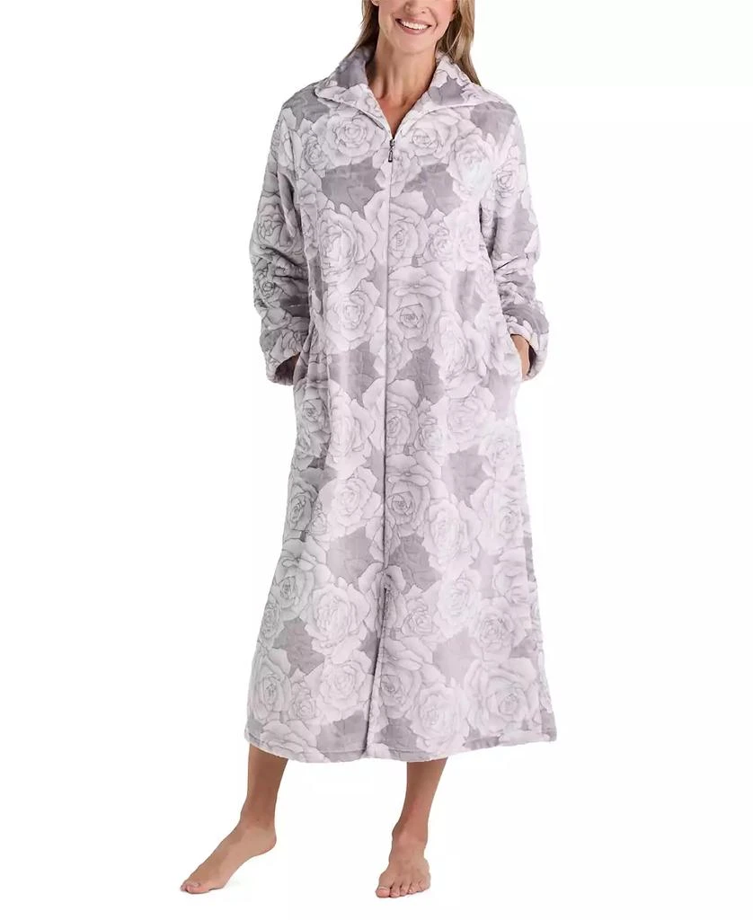 Miss Elaine Women's Floral Fleece Zip-Front Robe 1