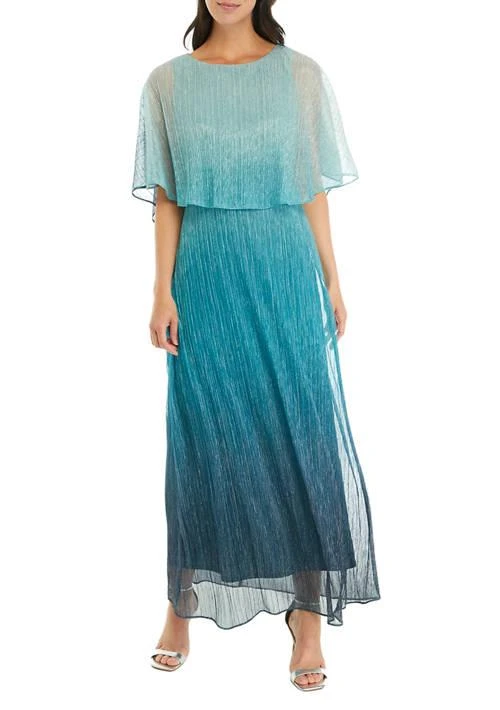 Gabby Skye Occasion Skye Occasion Womens Short Sleeve Glitter Ombre Capelet Fit And Flare Dress 1
