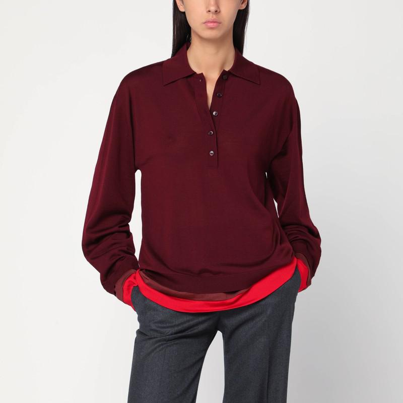 Stella McCartney Layered Bordeaux wool polo