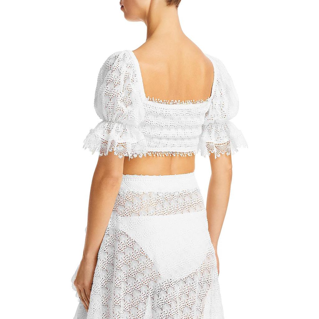 Waimari Womens Crochet Tie Front Cropped