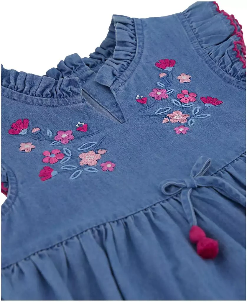 KIDS HEADQUARTERS Toddler and Little Girls 2-Piece Embroidered Trim Chambray Tunic Top and Floral Capri Leggings Set 3
