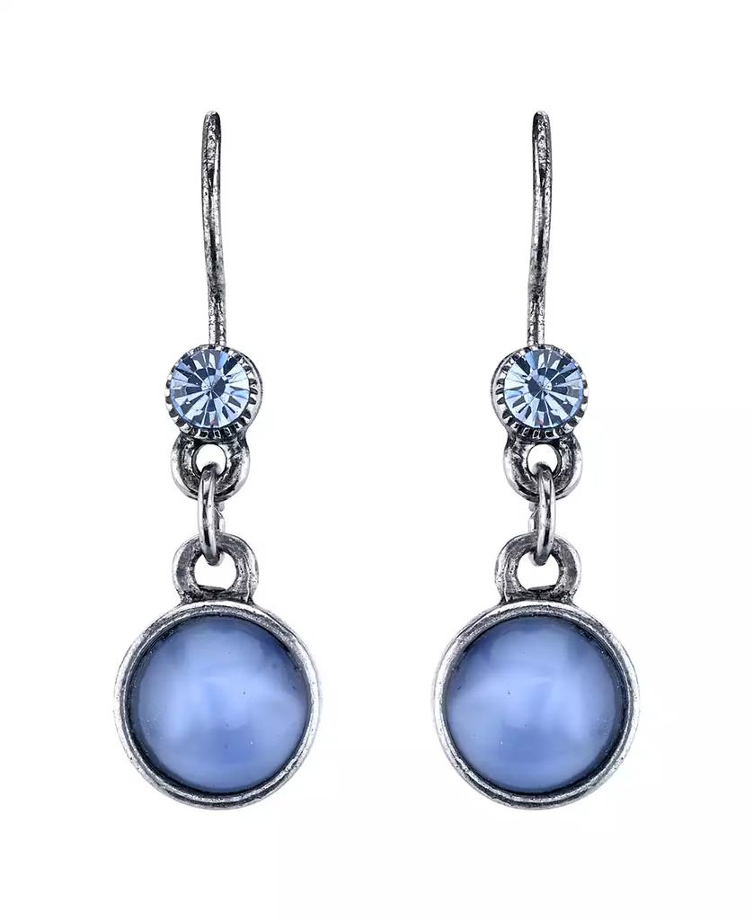 2028 Pewter Tone Lt. Blue Moonstone Drop Earrings