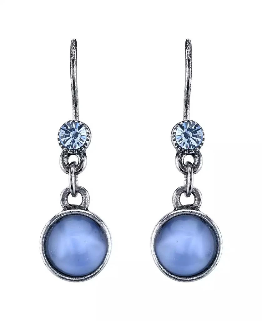 2028 Pewter Tone Lt. Blue Moonstone Drop Earrings 1