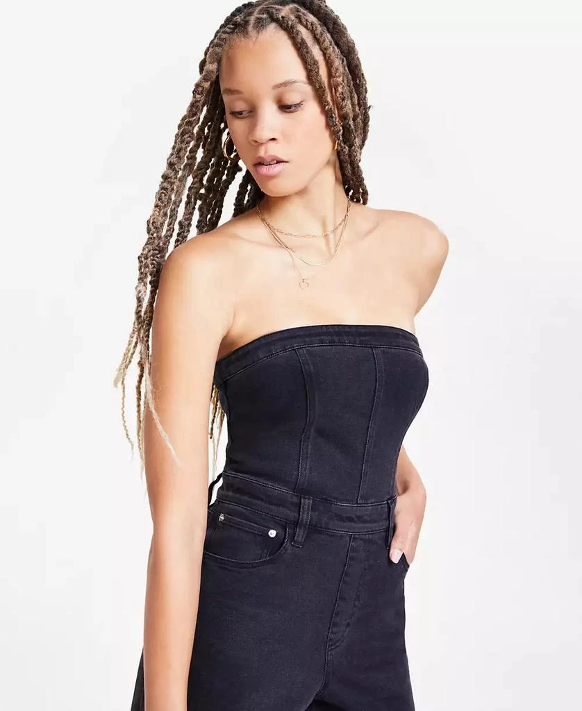 Bar III Women's Strapless Black-Wash Denim Jumpsuit, Exclusively at Macy's 4