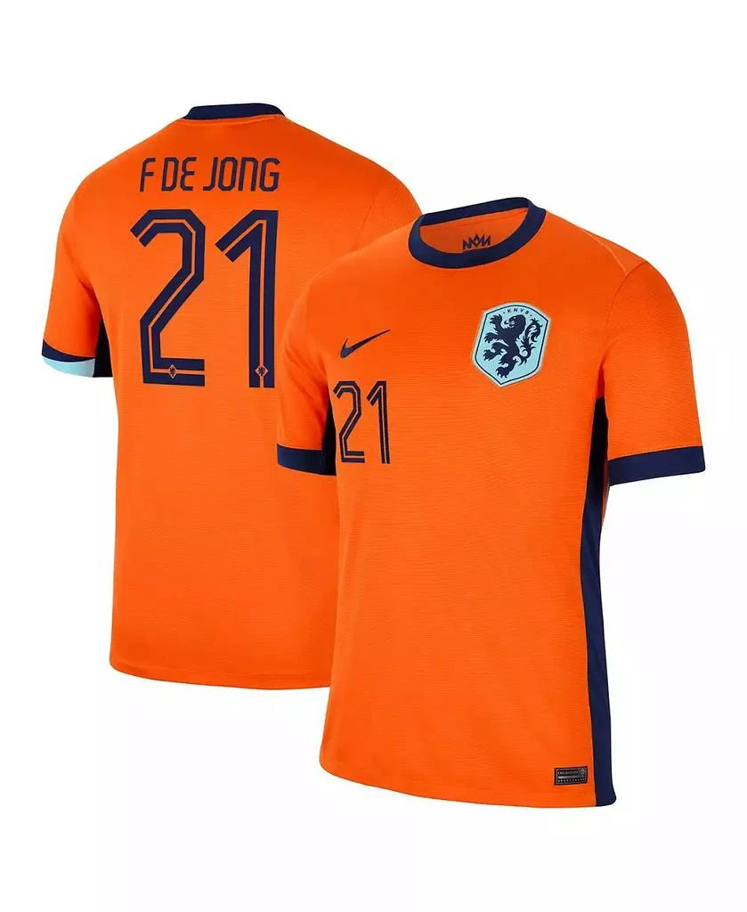 NIKE Men's Frenkie de Jong Orange Netherlands National Team 2024 Home Replica Jersey 1