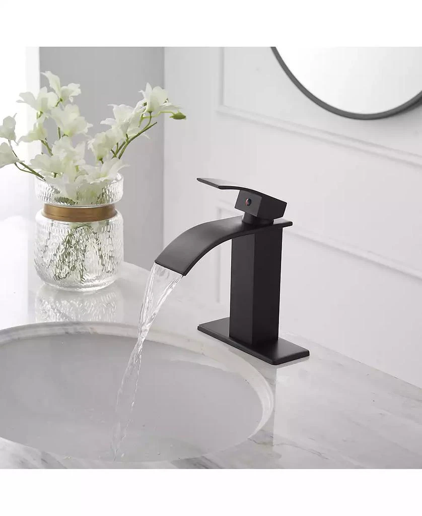 Greenspring Waterfall Single Hole Single-Handle Low-Arc Bathroom Faucet 4