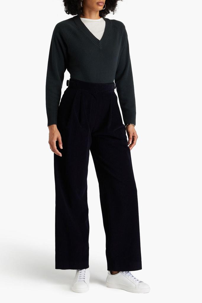 Le 17 Septembre Pleated wool-blend corduroy wide-leg pants