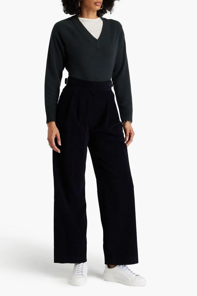 Le 17 Septembre Pleated wool-blend corduroy wide-leg pants 2
