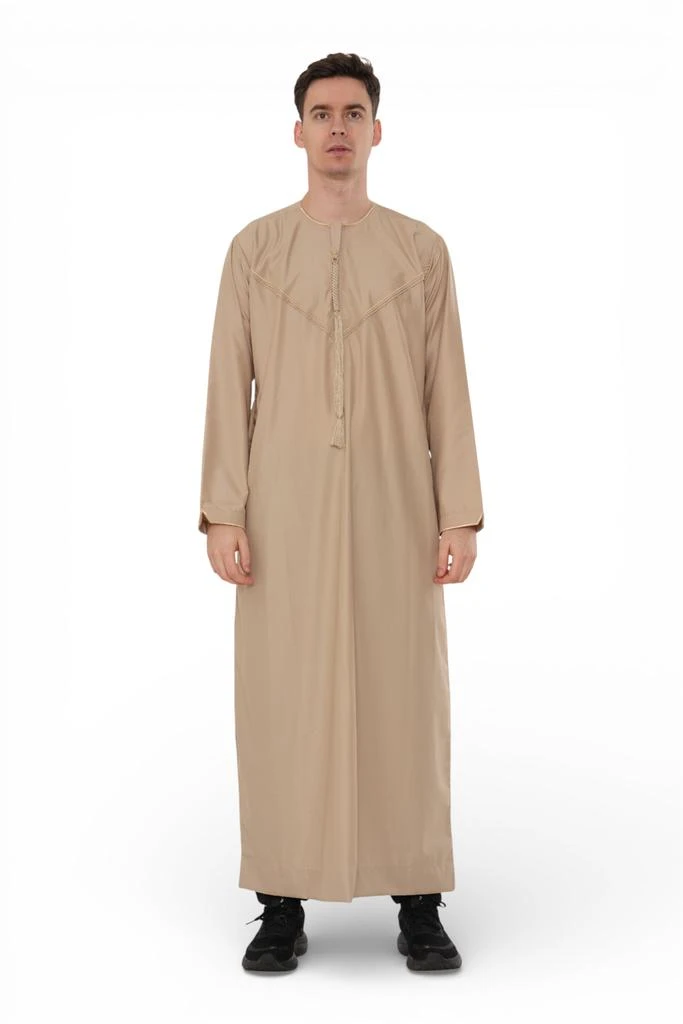 Arabic Thobes Men
s Ramadan Beige Moroccan Jubba Robe Djellaba Eid Thobe - TT-007