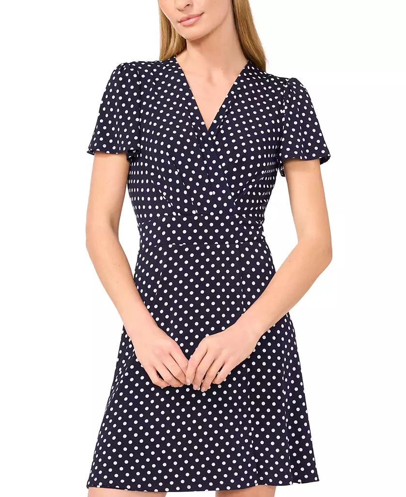 CeCe Women's Knit Flutter-Sleeve Faux-Wrap Dress 2
