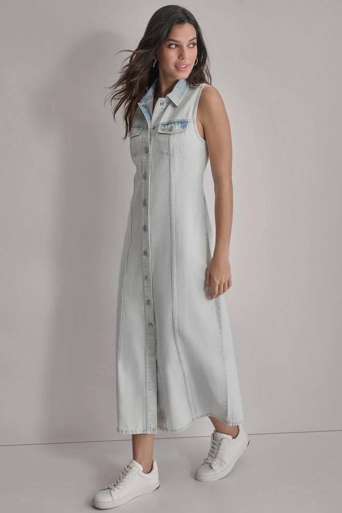 DKNY SLEEVELESS DENIM MAXI SHIRT DRESS 3