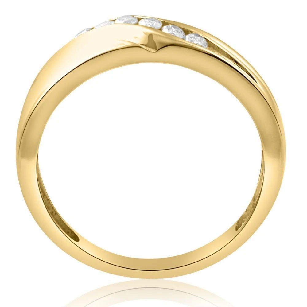 Pompeii3 Mens 14K Yellow Gold 1/4ct Diamond Wedding Ring Band 3