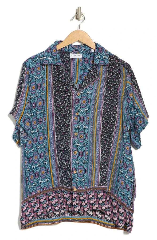 Raga Mix Print Short Sleeve Button-Up Shirt 3