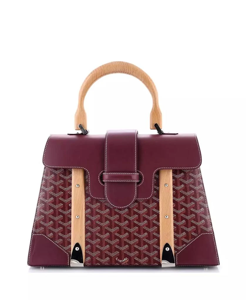 Pre-Owned Goyard MM Saigon Top Handle Bag Coated Canvas with Leather 1