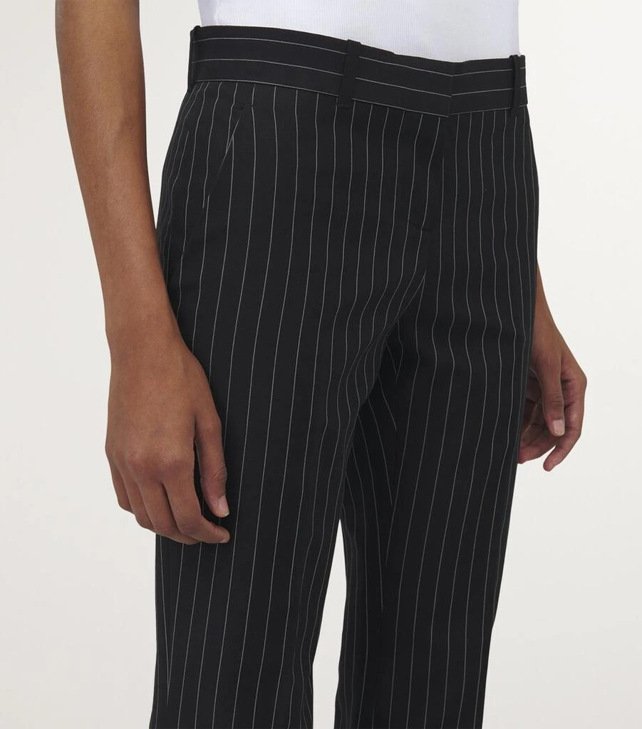 Alexander McQueen Wool-Mohair Pinstripe Bootcut Trousers 5