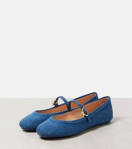 Gianvito Rossi Carla denim Mary Jane flats 4