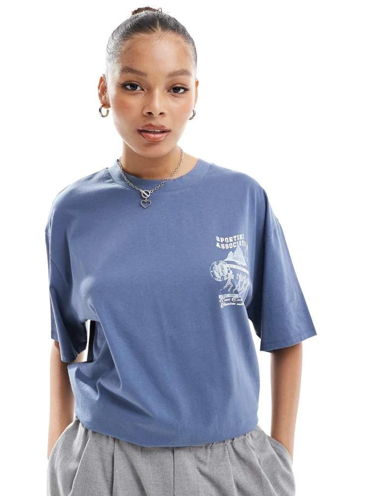 ASOS ASOS DESIGN oversized t-shirt with USA running graphic in navy 2