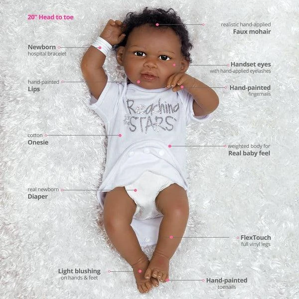 Jannie de Lange Paradise Galleries African-American Newborn Baby Doll,   Designer's Doll Collections 5