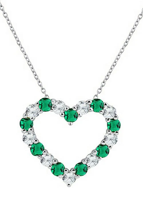 Belk 
Co. Created Emerald and White Sapphire Heart Pendant Necklace in Sterling Silver