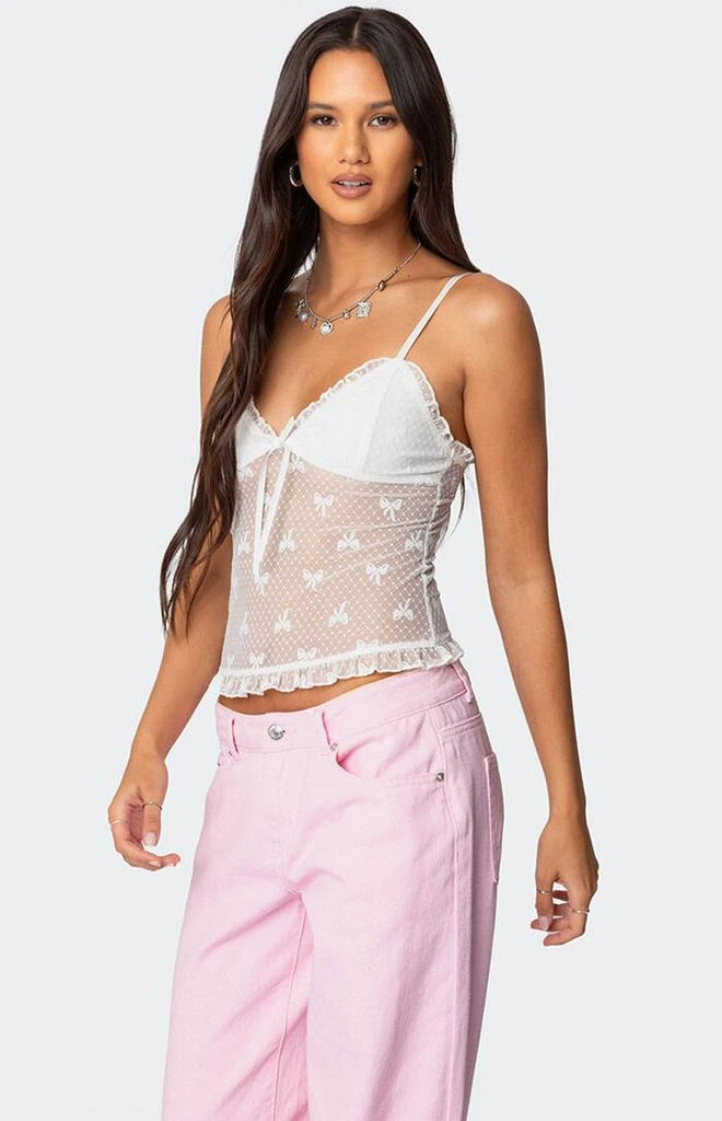 Edikted Polka Dot & Bow Sheer Tank Top 3