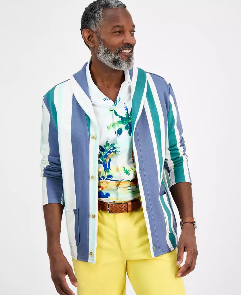 Club Room Men's Cotton Long-Sleeve Beach Stripe Cardigan, Exclusively at Macy's