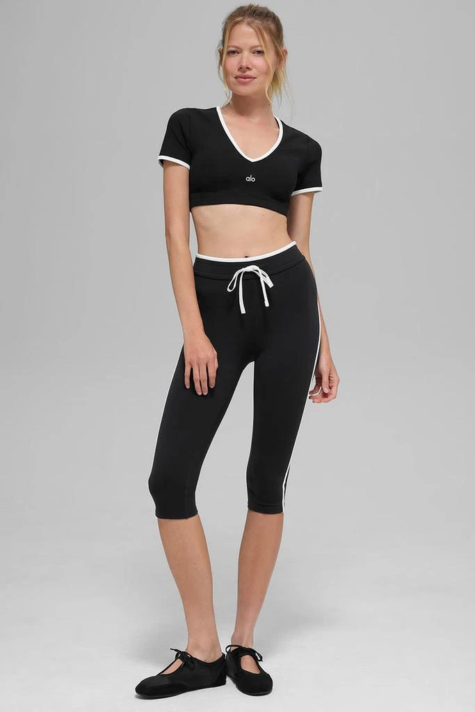 Alo Airbrush High-Waist Race Pace Capri - Green Olive/Black 6