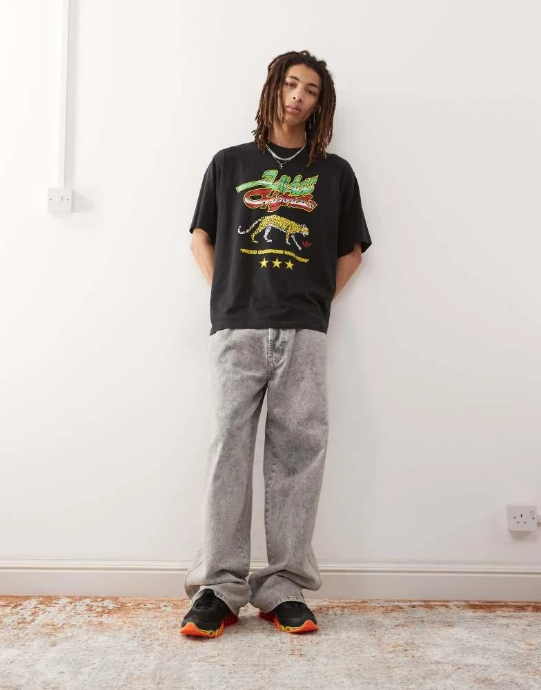 Adidas adidas Originals leopard graphic t-shirt in black 3
