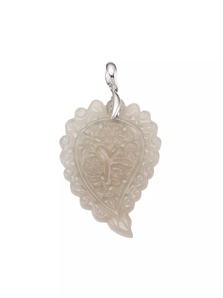 Tamara Comolli India 18K White Gold & Grey Chalcedony Medium Leaf Pendant