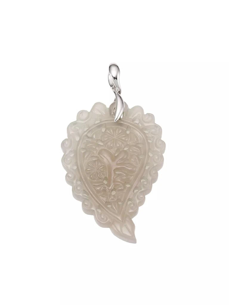 Tamara Comolli India 18K White Gold & Grey Chalcedony Medium Leaf Pendant 1