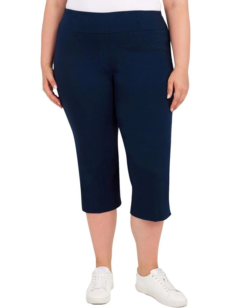 Hearts of Palm Plus Womens Solid Pull On Capri Pants 1