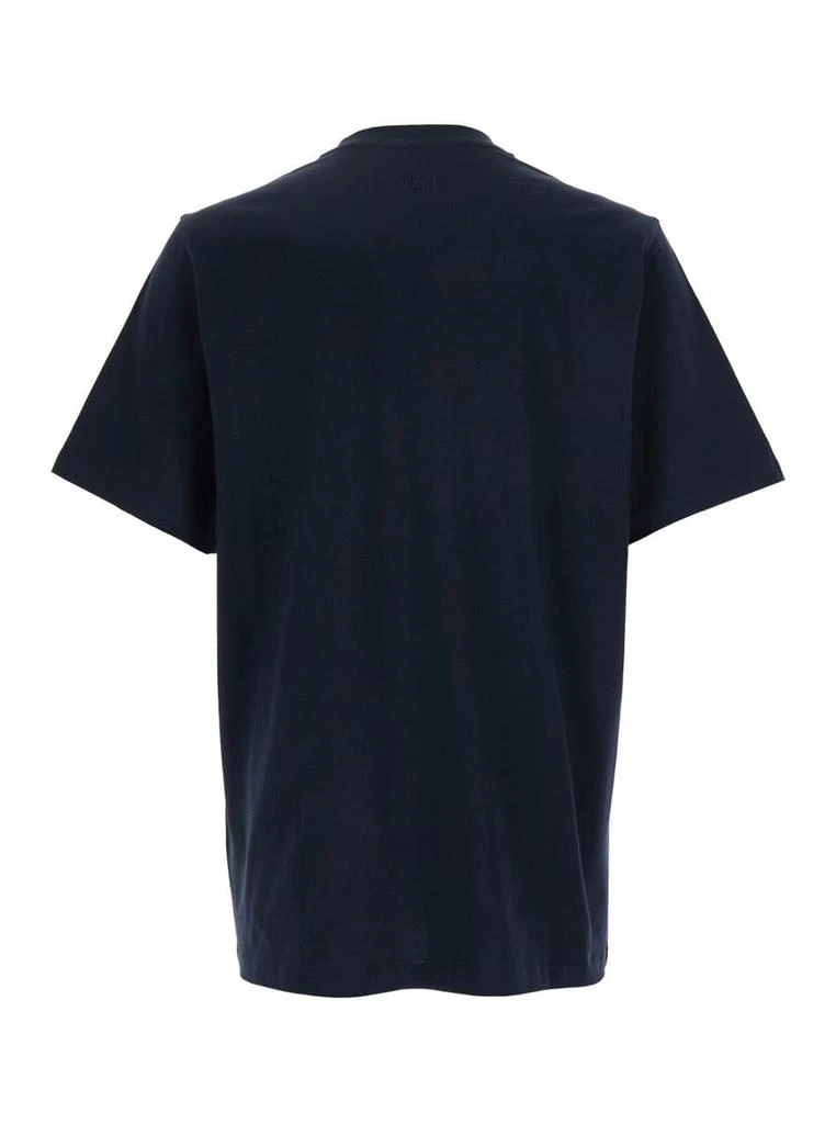 Msgm Blue Crewneck T-Shirt With Print On The Front In Cotton Man 2