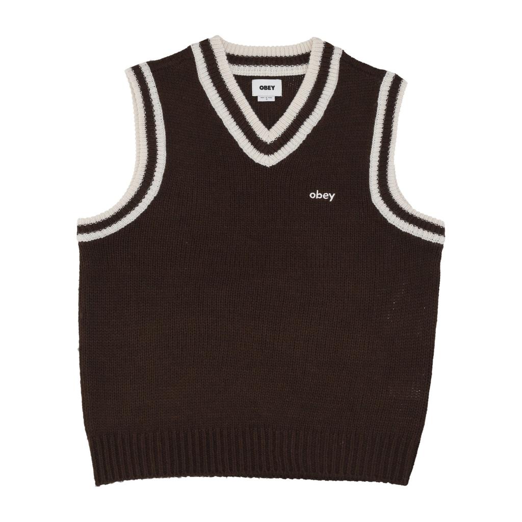 Obey Alden Sweater Vest Men's Sleeveless Pullover Java Brown Multi