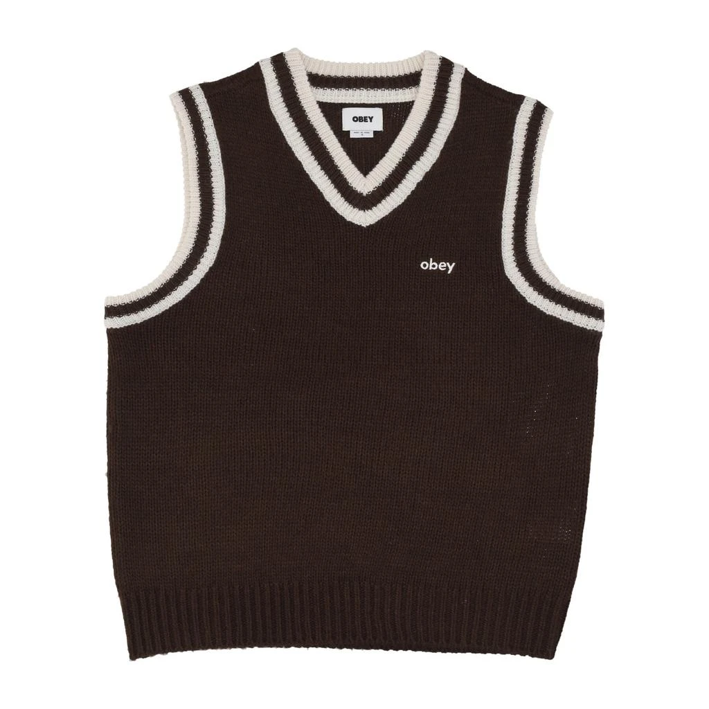 Obey Alden Sweater Vest Men's Sleeveless Pullover Java Brown Multi 1