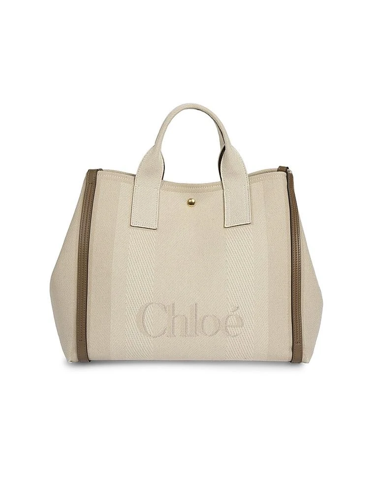 Chloé Medium Logo Canvas & Leather Tote Bag 1