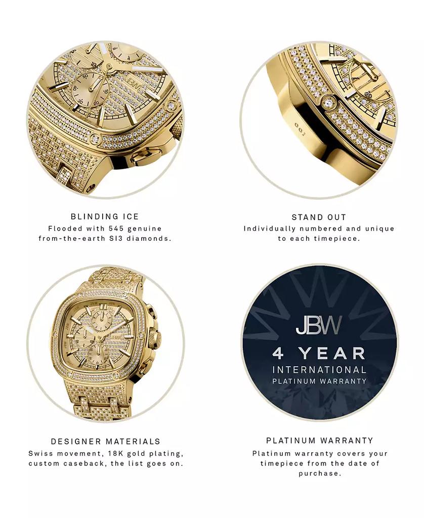 Jbw Men's Heist Platinum Series 18k Gold-plated Stainless Steel Watch, 47.5mm