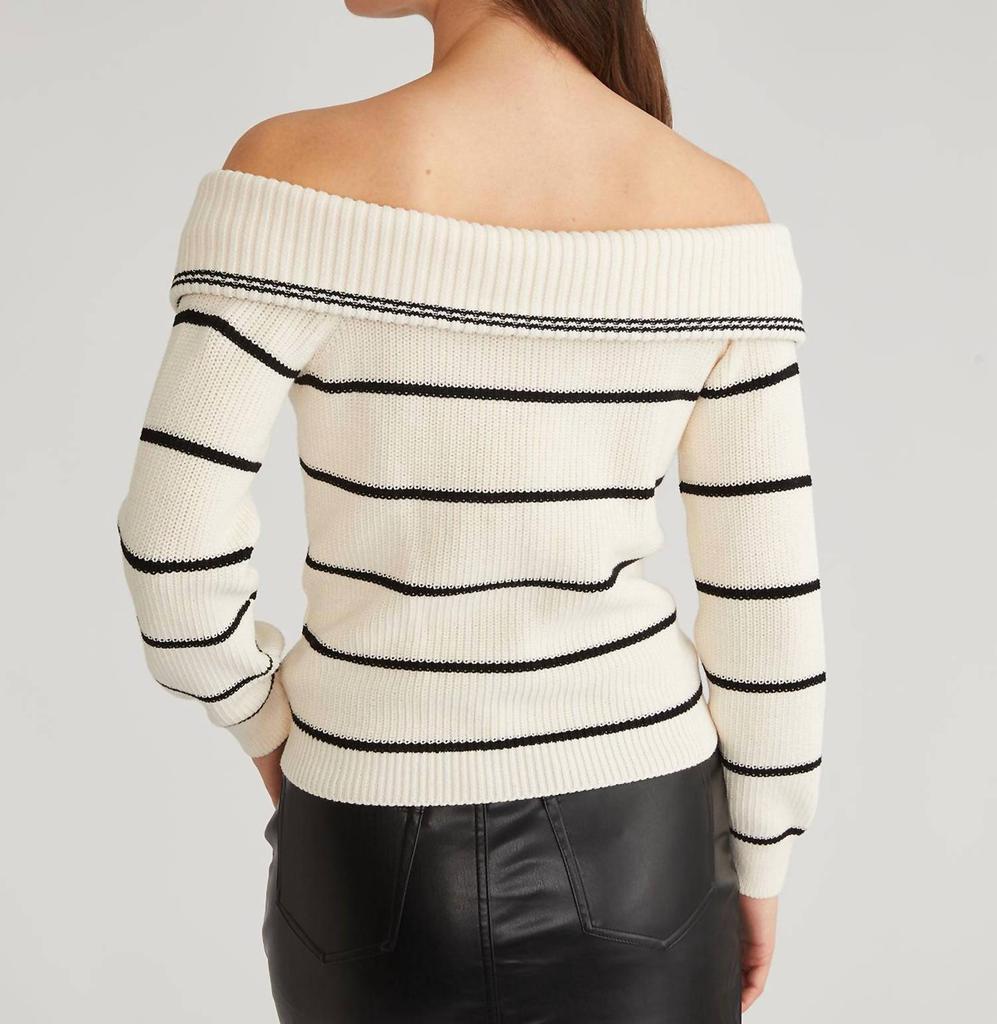 525 America 525 America - Barrow Stripe Off Shoulder Pullover Sweater