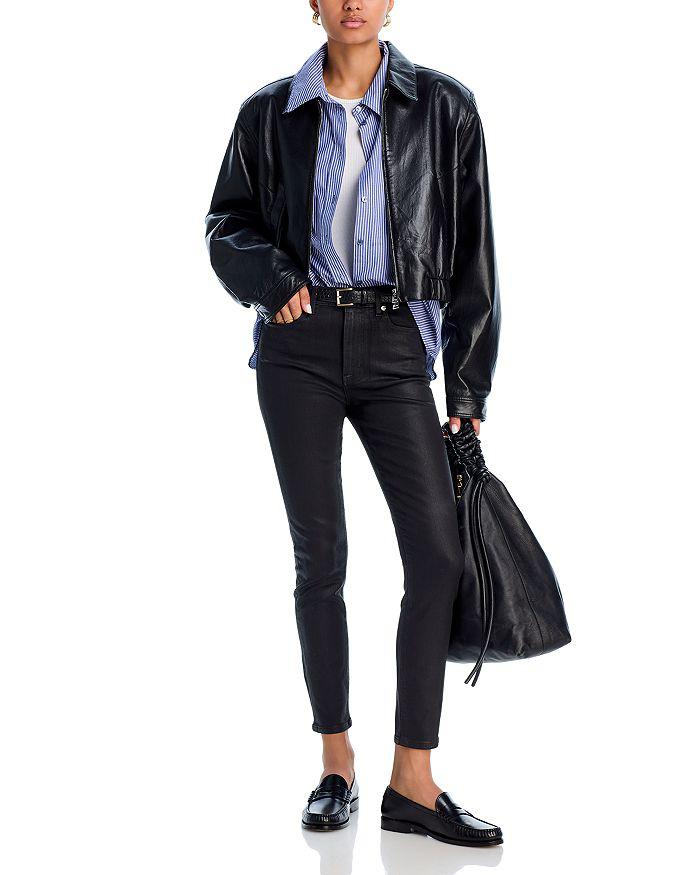 FRAME The Alix High Rise Skinny Jeans in Black Coat