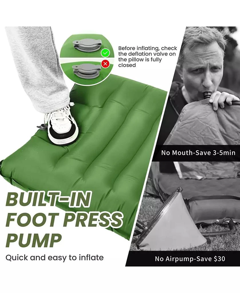 ROPODA Extra Thick Inflatable Sleeping Pad with Pillow, Camping Pad with Carrying Bag 3