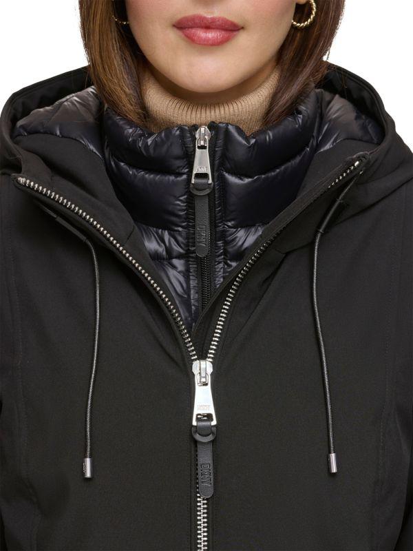 DKNY Longline Hooded Puffer Jacket - Coats - BeyondStyle