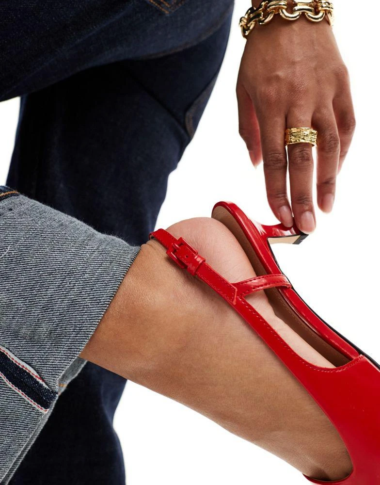 & Other Stories & Other Stories pointed slingback heeled pumps in red 4