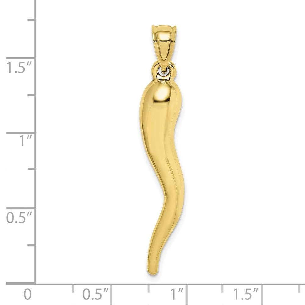 Diamond2Deal 10k Yellow Gold Hollow Italian Horn Pendant 3
