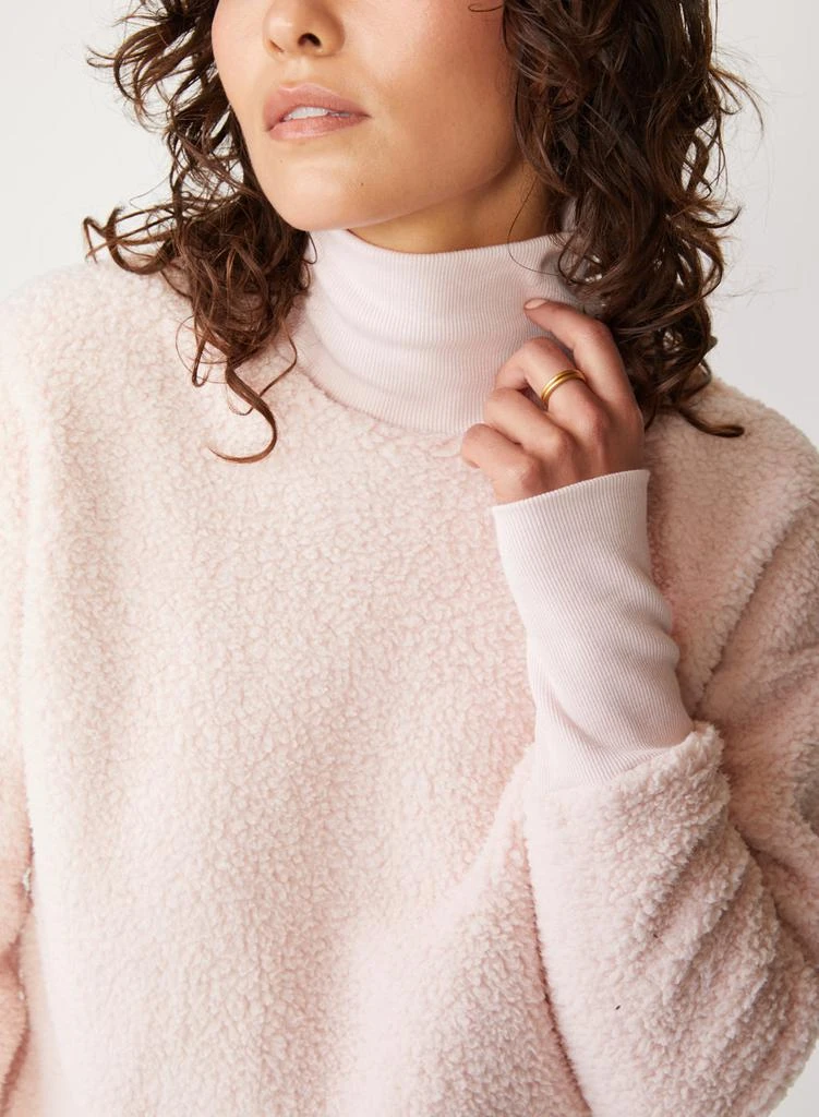 Stateside Double Faced Sherpa Long Sleeve Mock Neck Top in Chalk Pink 1