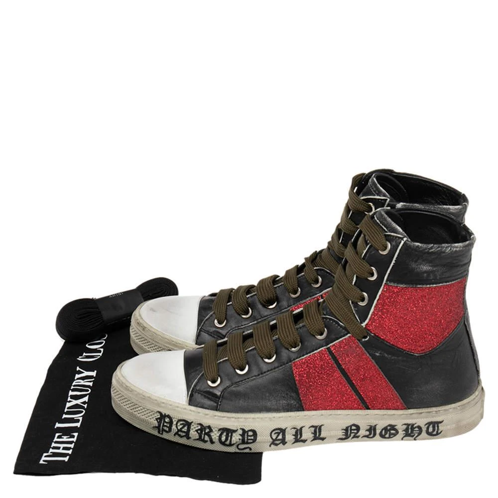AMIRI Amiri Black/Red Glitter And Leather Sunset Lace High Top Sneakers Size 42 8