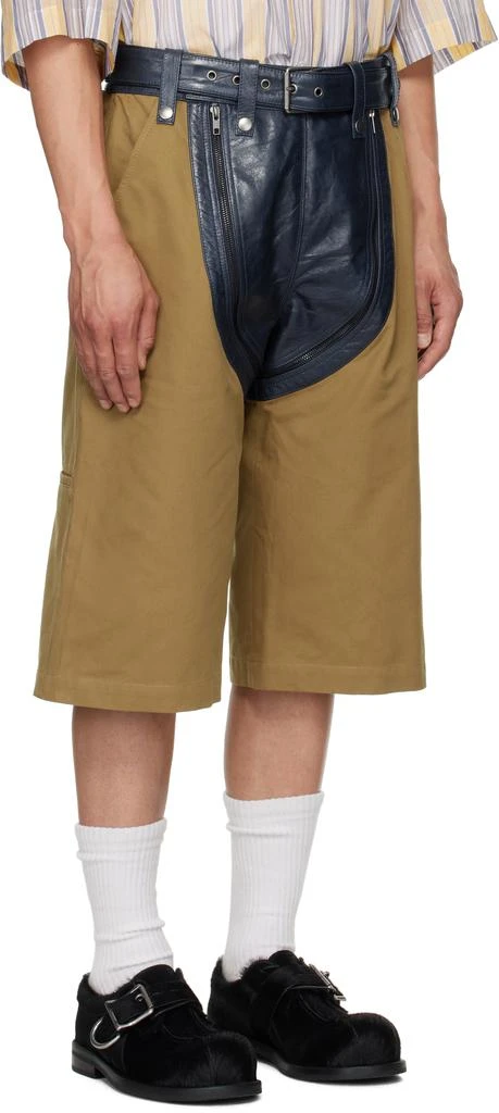 Martine Rose Navy & Khaki Zip Chap Utility Shorts 2