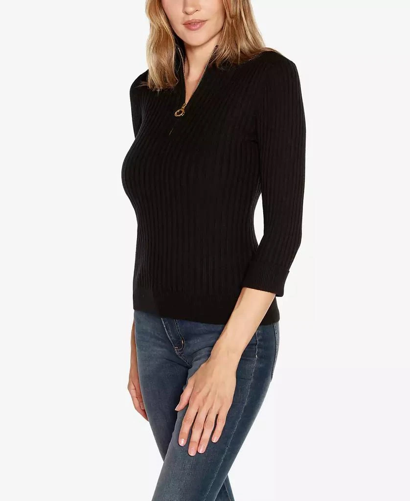 Belldini Black Label Women's Ribbed Quarter-Zip Sweater 3