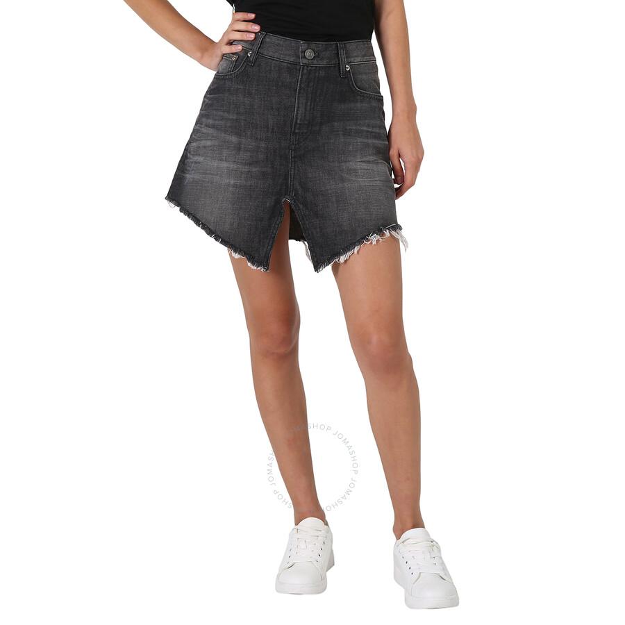 Shop Skirt with laces in smoky grey denim on Sale at