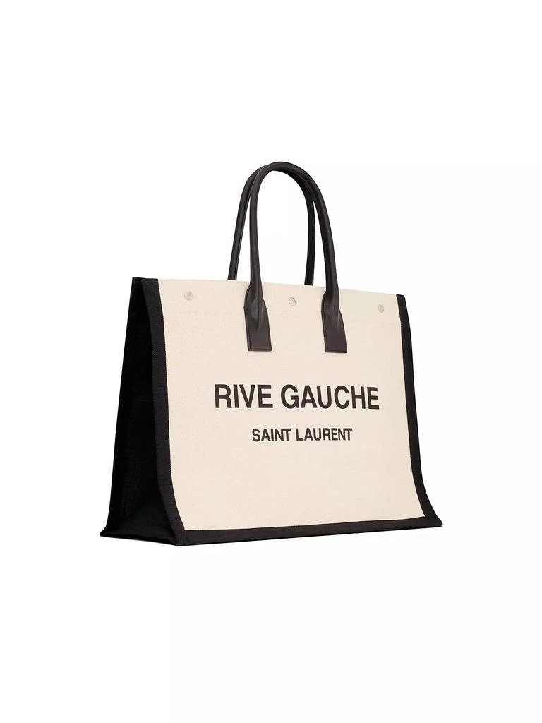 Saint Laurent Rive Gauche Large Tote Bag in Canvas and Smooth Leather 4