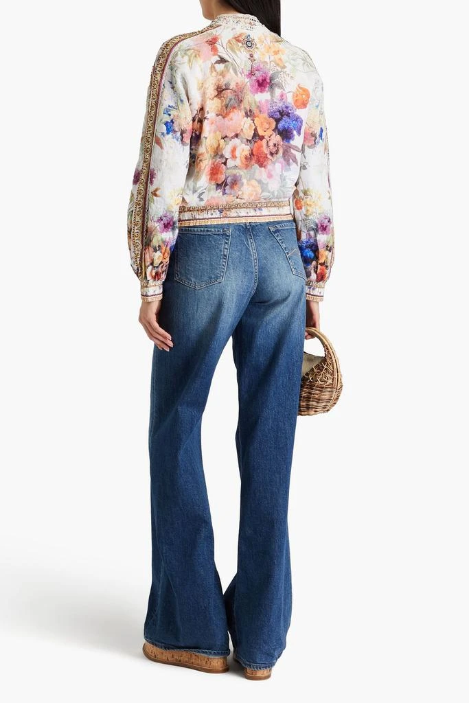 CAMILLA Embellished floral-print linen bomber jacket 3