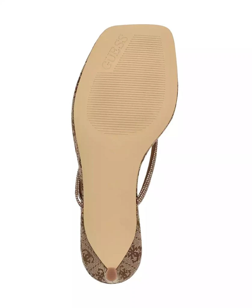 GUESS Mayan Rhinestone Thong Kitten Heel Sandals 5