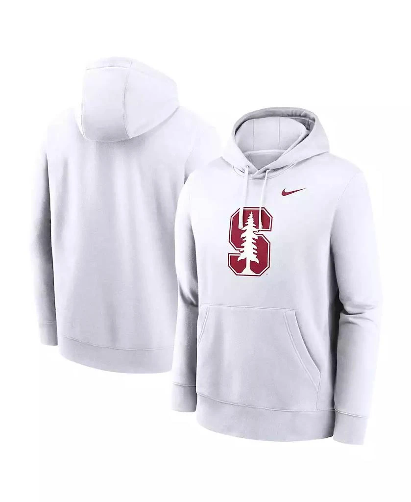 NIKE Men's White Stanford Cardinal Primetime Evergreen Club Fleece Pullover Hoodie 1